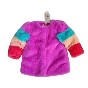 Cat & Jack Faux Fur Lavender Multi Color Plush Toddler Coat Jacket New 18 Mos
